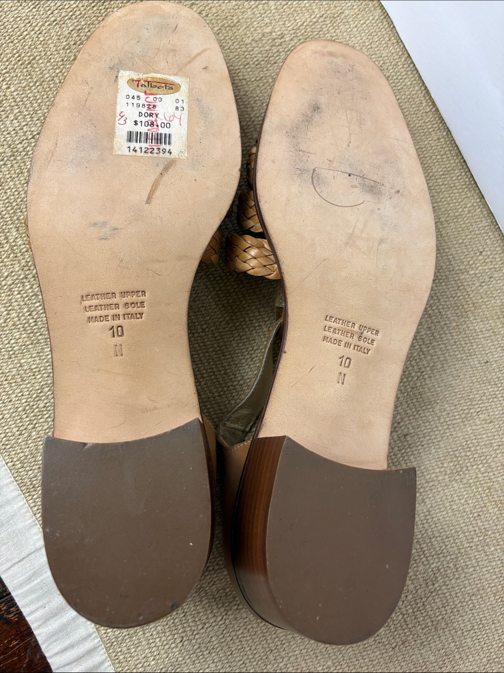 Talbots Vintage Tan Braided Leather Mary Jane Heels Size 10 - Picture 5 of 13